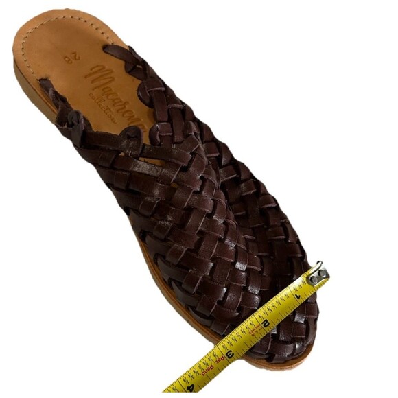 Macarena Collection Huarache Brown Handmade Leather Mexican Slide Sandals 8.5-9? - Picture 14 of 16